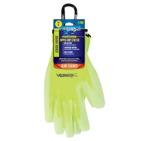 Viswerx Hi-Vis Lightweight Glove - PV Coated LG, PK 2 127-11002